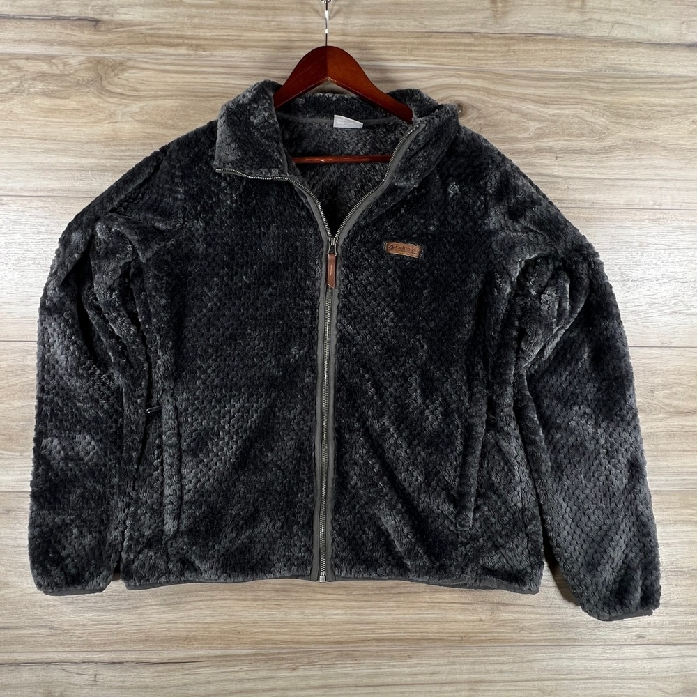 Columbia Womens Fire Side II Sherpa Full Zip Fleece Jacket Charcoal Gray XL